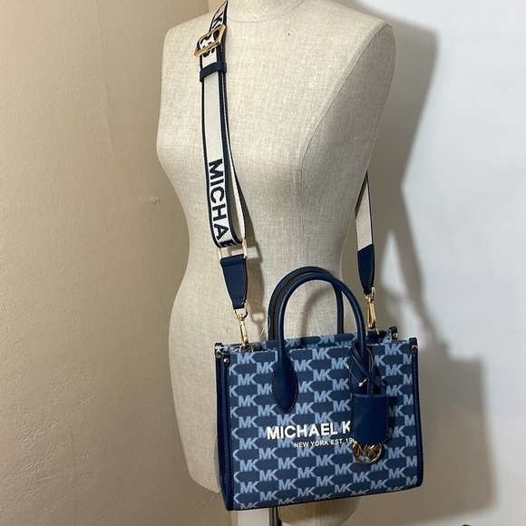 MICHAEL KORS 💙 Small Logo Jacquard Crossbody Bag tote - Picture 10 of 11